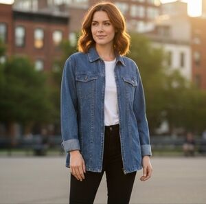 Vtg Jordache Denim Jacket | 80s Zip Front Trucker | Medium Wash